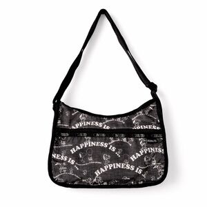 LeSportsac Peanuts “Happiness Is” Deluxe Everyday Bag + Pouch Black Snoopy LE